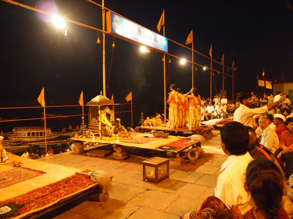waiting and waiting for the ganga aarti ceremony
