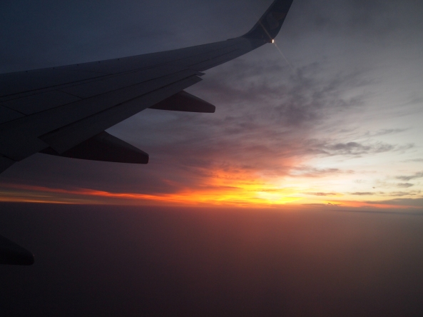 sunset as we fly into Kathmandu