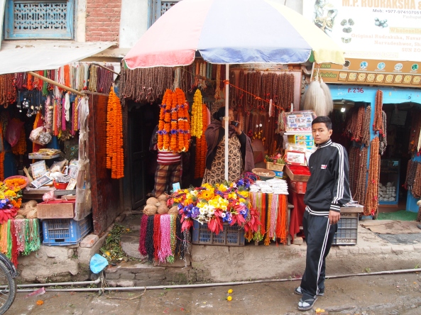 a shop on the way to Pashupatinath ~ selling marigolds used in cremation ceremonies
