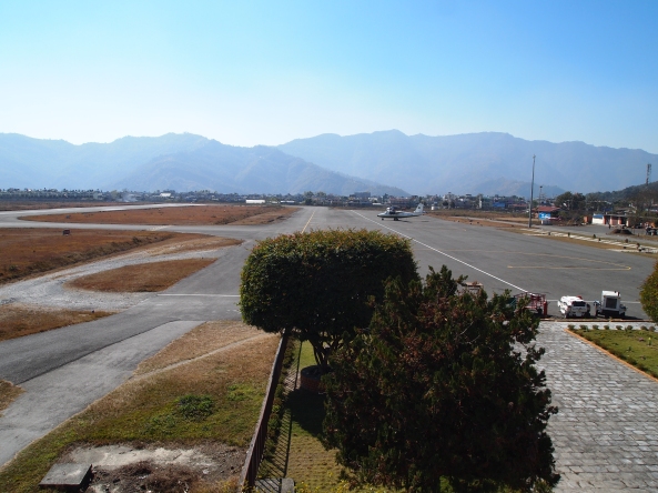 the deserted Pokhara airport.  Where's the plane?  Any plane will do.