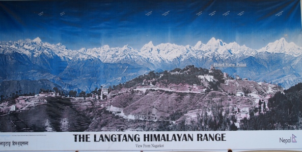 a map of the Langtang Range found on the hotel balcony
